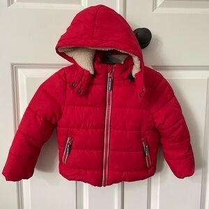 Boden 2-3y Vibrant Red Winter Coat